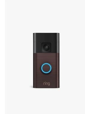 Two Ring Doorbells in Brushed Brown with Blue LED Ring